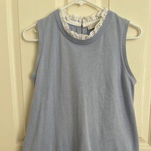 LOFT New cute light blue with eyelet lace vest